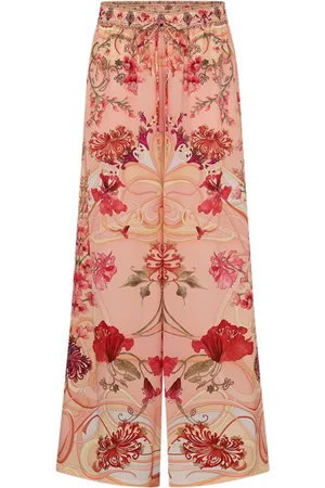 Camilla Blossoms and Brushstrokes wide-leg silk trousers
