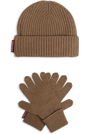 Dsquared2 Knitted wool beanie and gloves set