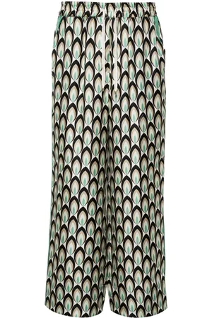 LORENA ANTONIAZZI Graphic-print silk trousers