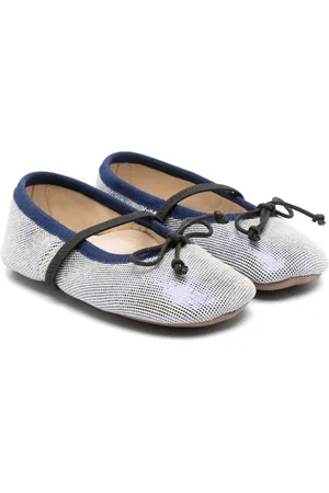 PèPè Bow-detail lamé ballerina shoes