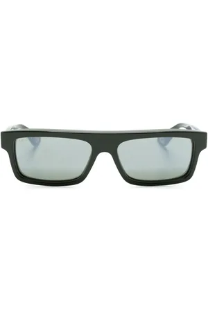 Gucci Logo-debossed rectangle-frame sunglasses