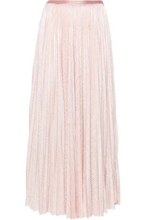 FORTE FORTE Pleated houndstooth-print midi skirt