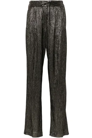 FORTE FORTE Houndstooth metallic straight trousers