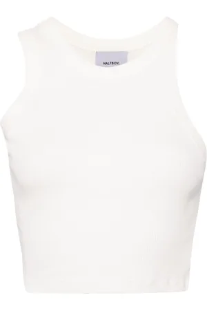 Halfboy Logo-embroidered cotton top