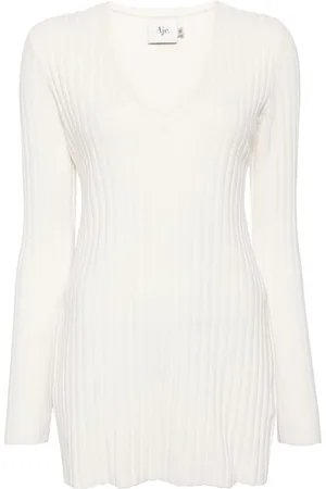 AJE Logo-tape ribbed-knit jumper