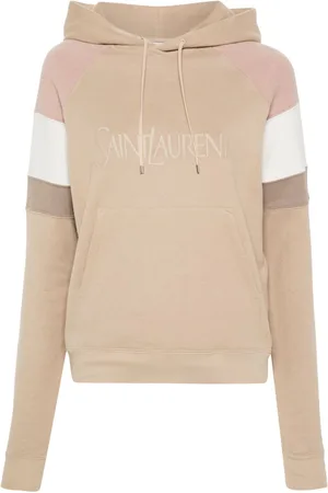 Saint Laurent Logo-embroidered cotton hoodie