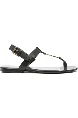 Saint Laurent Cassandre-plaque leather sandals