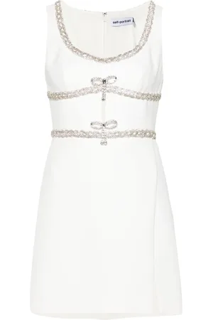 Self-Portrait Bow-detail crystal-trim minidress