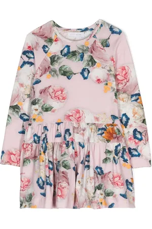 MONNALISA Baroque roses-print tiered dress