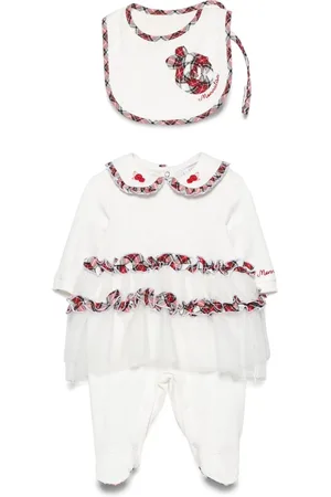 MONNALISA Plaid-check-trim babygrow set