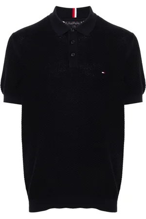 Tommy Hilfiger Logo-embroidered honeycomb knit polo shirt