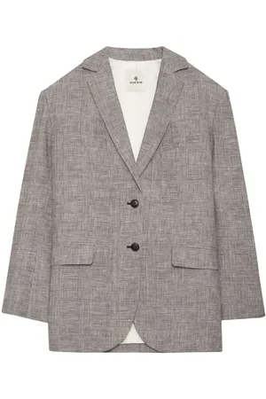 ANINE BING Quinn plaid linen blazer