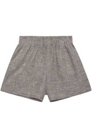 ANINE BING Check-print linen shorts