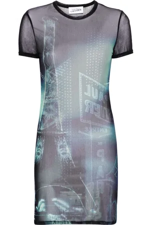 Jean Paul Gaultier Pigalle-print mesh mini dress