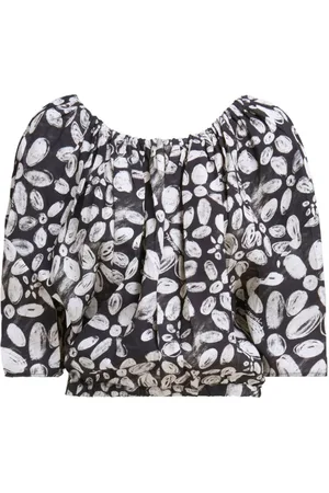 Marni Floral-print pleated cropped blouse