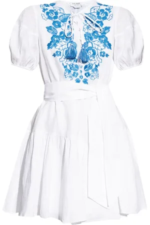 Kate Spade Floral-embroidered linen mini dress
