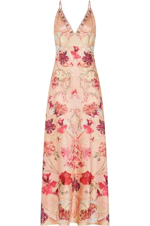 Camilla Blossoms & Brushstrokes-print silk dress