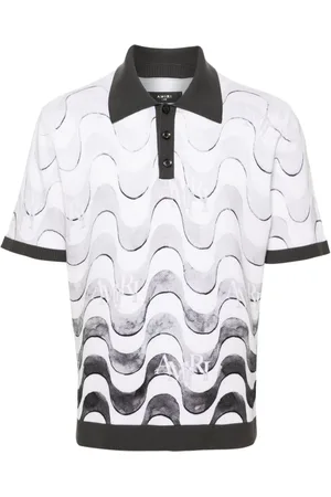 AMIRI Staggered wave-print polo shirt