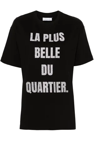 LOULOU Glitter-print cotton T-shirt