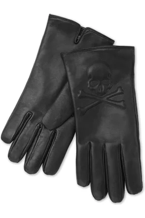 Philipp Plein Skull-patch leather gloves