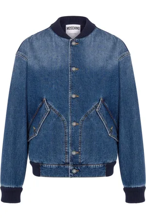 Moschino Logo-patch denim bomber jacket