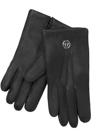 Philipp Plein Appliqué-logo leather gloves