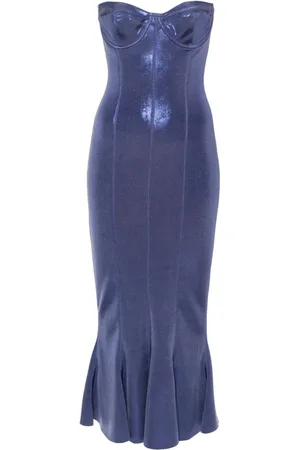 Norma Kamali Corset-style lamé midi dress
