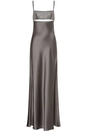 Alberta Ferretti Crystal-embellished satin gown