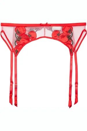 FLEUR DU MAL Pomodoro embroidered garter belt