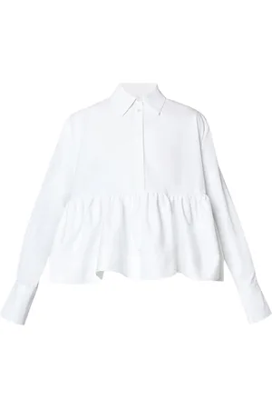 Erdem Ruffle-panel cotton-poplin blouse