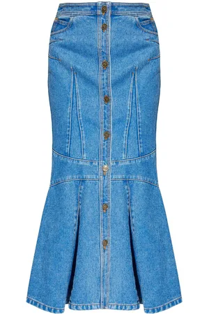 Etro Flared-hem panelled denim maxi skirt