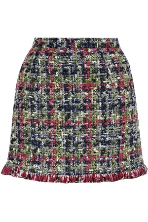 Etro Tweed-bouclé check mini skirt