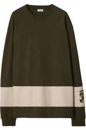 Burberry EKD-print stripe-detail cotton sweatshirt