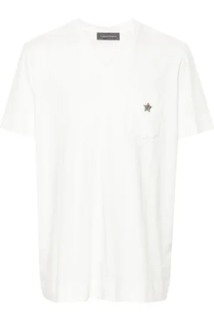 LORENA ANTONIAZZI Star-patch V-neck T-shirt
