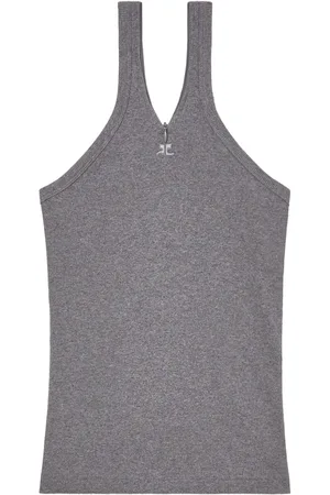 Courrèges Logo-embroidered ribbed tank top