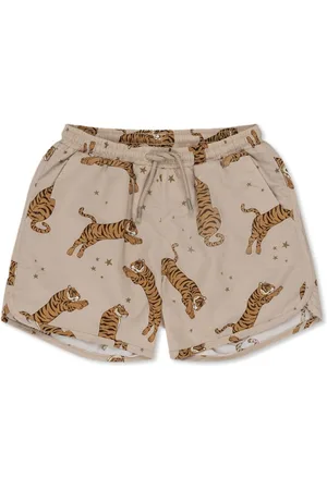 Konges Sløjd Tiger-print drawstring-waist shorts