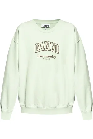 Ganni Logo-print organic-cotton sweatshirt