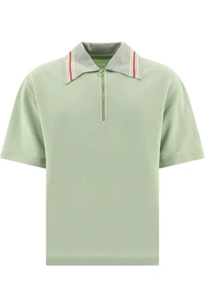 KAPITAL Striped collar half-zip polo shirt