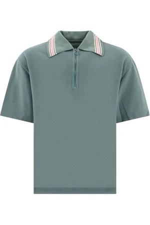 KAPITAL Striped collar half-zip polo shirt