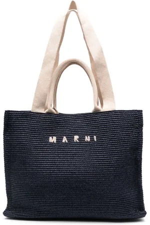Marni Logo-embroidered raffia tote bag