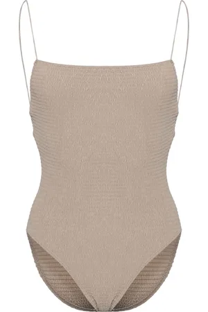 Totême Smocked square-neck swimsuit