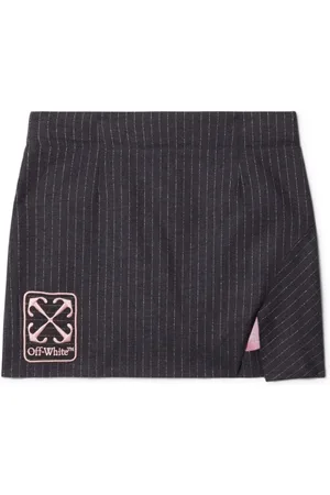 OFF-WHITE Logo-embroidered pinstriped skirt