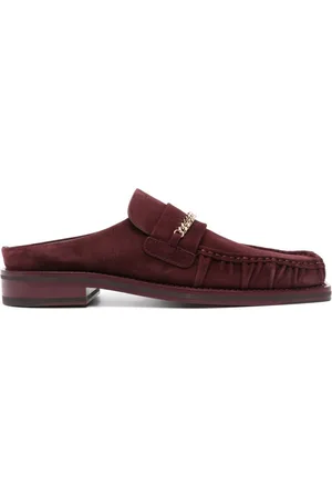 MARTINE ROSE Chain-detail suede slippers