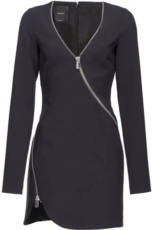 Pinko Zipped crepe V-neck minidress