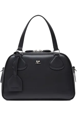 Courrèges Logo plaque leather bowling bag