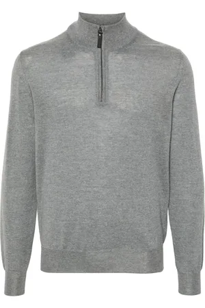 CANALI Half-zip mélange jumper