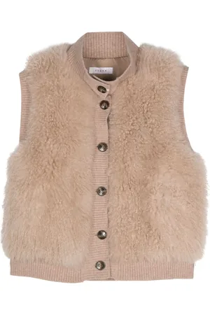 LISKA Fur-design ribbed-trim gilet