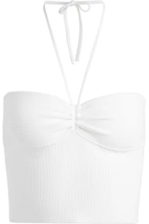 ALICE+OLIVIA Linnie ribbed-knit halter top