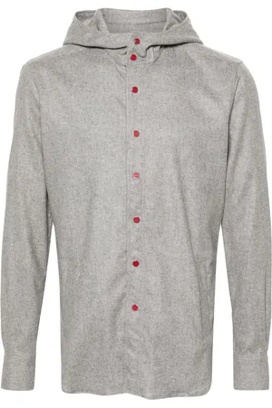 Kiton Mariano flannel hooded shirt