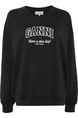Ganni Logo-print organic-cotton sweatshirt
